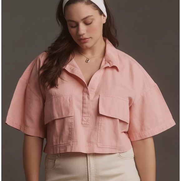 Anthropologie Pilcro Short-Sleeve Cropped Top 3X - Picture 1 of 16